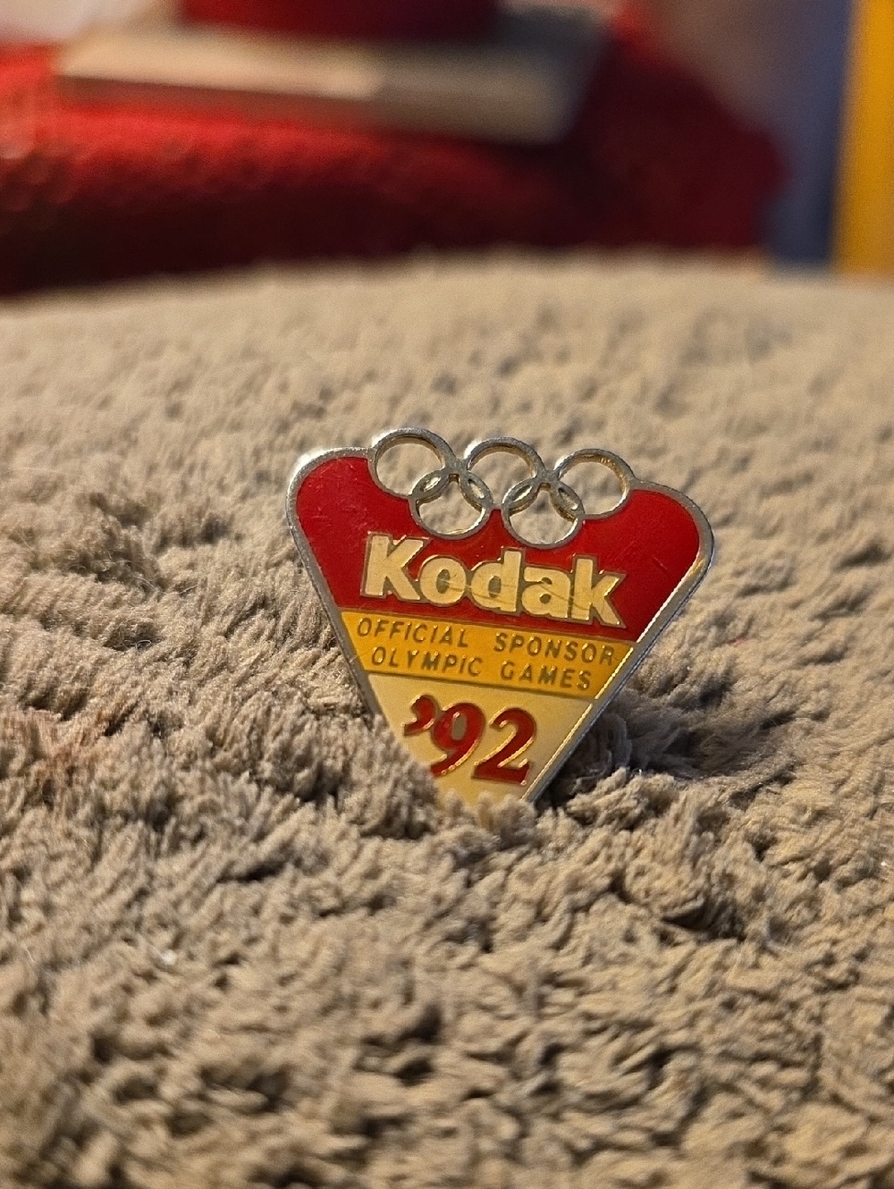 VINTAGE Kodak '92 Olympic Sponsor Pin - Red and Gold